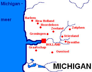 Kaart van de omgeving van Holland, Michigan (Wikipedia)