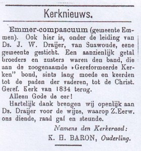 'De Wekker' van 28 september 1894. De gemeente ging in 1977 teniet.