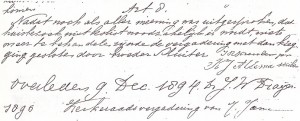 De kerkenraadsnotulen melden het overlijden van ds. Draijer, dat op 9 december 1894 plaatsvond. 