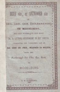 De brochure met de eerste brieven die Nederduitsche Gereformeerden en Christelijke Gereformeerden in Middelburg wisselden.