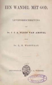 Dr. Wagenaar schreef veel boeken; onder andere een levensbeschrijving van ds. Ploos van Amstel, die in het Friese Reitsum de Doleantie leidde.