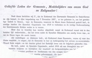 In hun brief van november 1887 aan de hervormde gemeenteleden in Oosterbierum deelden de kerkenraadsleden T. Nauta, P. van Keimpema, H. Bruisnam en J. Zijlstra mee in Doleantie te zijn gegaan.