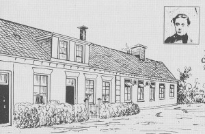 De christelijke school waar de Dolerenden hebben gekerkt (inzet: de ontwerper en kerkenraadslid, J. Rigter (foto: 'Honderd jaren GK Ouderkerk').  