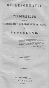 'De Reformatie', het landelijke tijdschrift van de Afgescheidenen in de negentiende eeuw.