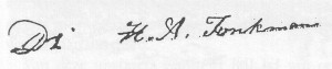 Handtekening van ds. Jonkman. Van hem is geen portret bekend. 