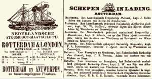 Een advertentie uit de Nieuwe Rotterdamse Courant van 16 maart 1847