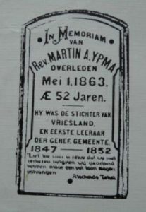 Tekening van het graf van ds. Ypma.