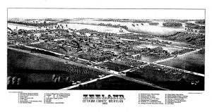 Een overzicht van het dorp Zeeland in 1880.