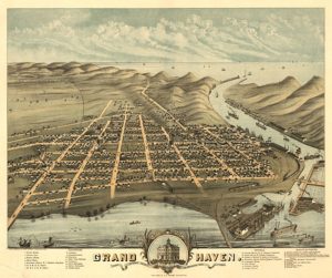 Grand Haven in 1874, met uitzicht op zee...