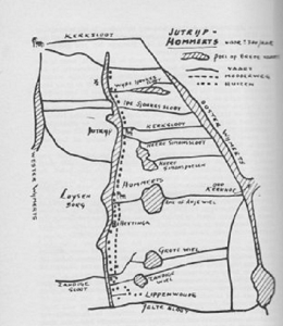 Een oud kaartje van de omgeving van Jutrijp en Hommerts