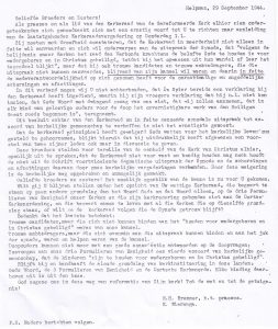 Op 29 september 1944 schreven ds. Bremmer en ouderling Wierenga een brief aan alle gemeenteleden over hun 'vrijmaking' op de dag daarvoor.